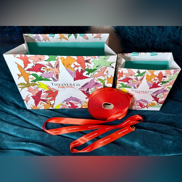 Tiffany & Co. x Andy Warhol 2 Gift Bag sz XL & M and HUGE Ribbon Roll BUNDLE - Picture 3 of 16